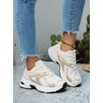 thumbnail image 2 of Women’s Outdoor Athletic Soft Leather Sneakers, Breathable Mesh Design for Running Sports, Height-Enhancing Thick Sole, Modern Casual Style, Perfect for Seasons, 2 of 5
