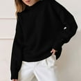 thumbnail image 2 of safuny Women's Oversized Turtleneck Sweatshirt Long Sleeve Lightweight Pullover Solid Color Casual Tops Black _v L, 2 of 6