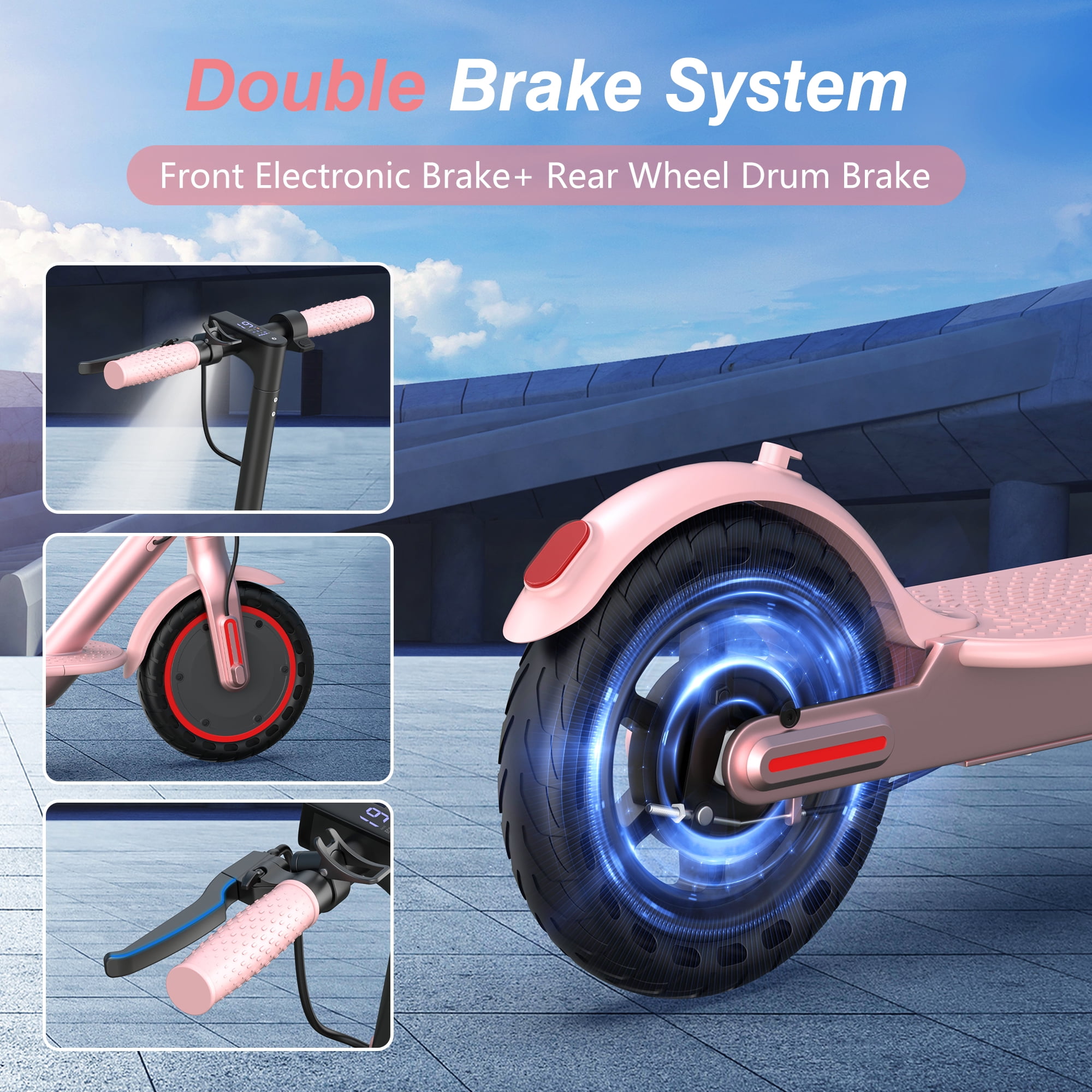 AOVOPRO PINK ES80 350W 8.5' Foldable Electric Scooter for Adults and Child, 21 Miles Range UL2272