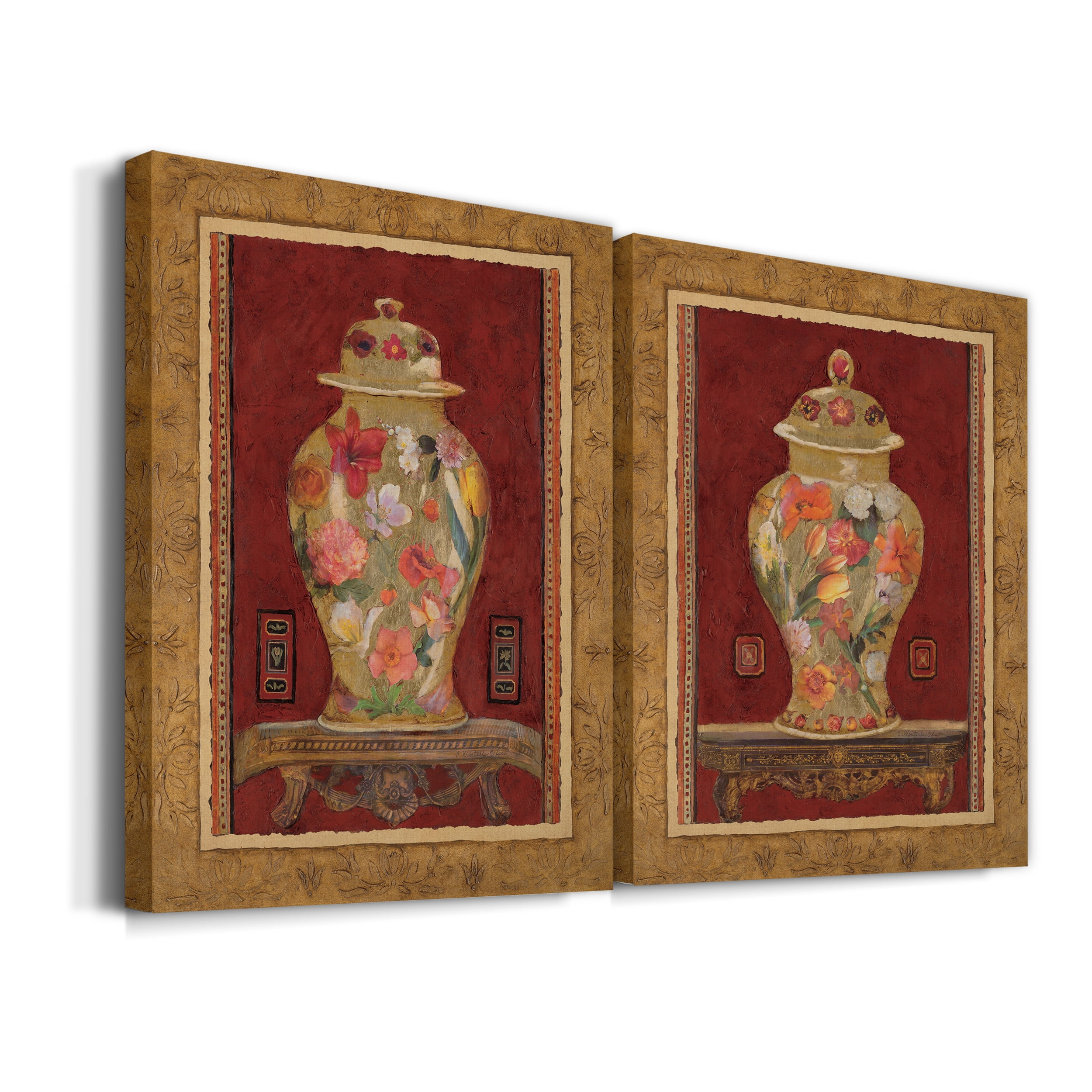 Romantic Urn I Premium Gallery Wrapped Canvas - Ready to Hang - Set of 2 - 8 x 12 Each