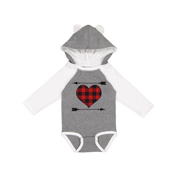 Inktastic Buffalo Plaid Valentines Day Heart Boys or Girls Long Sleeve Baby Bodysuit