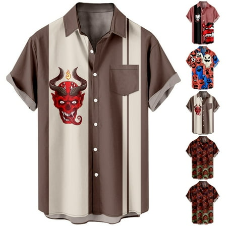 

MLFU Mens Polyester Short Sleeve Shirts with Pocket Vintage Blouses Tops