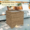 thumbnail image 4 of Krikacy Wicker Storage Cabinet Side Table,All-Weather HDPE Hand-Woven Rattan End Table, Light Brown, 4 of 6