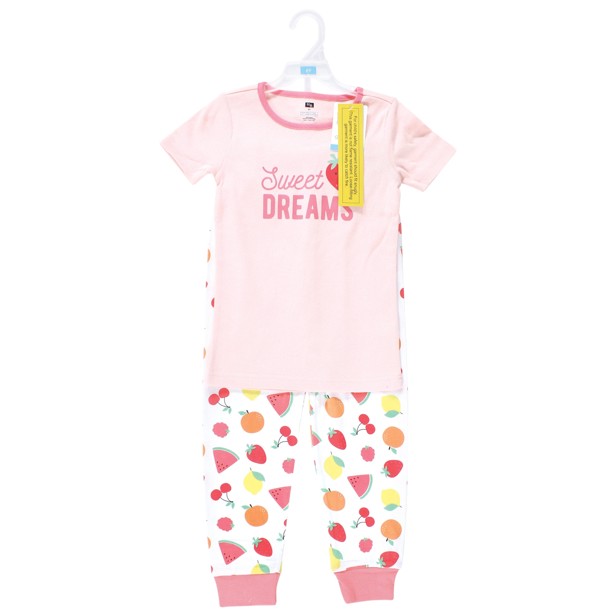 Hudson Baby Infant Girls Cotton Pajama Set, Fruit Salad Dreams, 6 Years