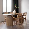 70.9" Japandi Oval Dining Table for 6 Modern Solid Wood Dininer Table