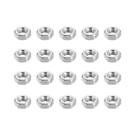 

20pcs M8 Metric Carbon Steel Hexagon Hex Nut Silver Tone