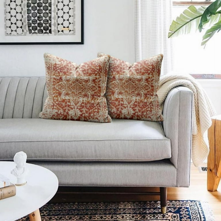 Boho Pillow Covers 20x20 Set of 2 Fall Orange Throw Pillow Covers Outdoor Decorative Linen Pillow Covers for Couch Bed Sofa Cushion Bohemian Pillowcases Walmart
