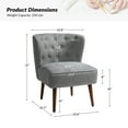 thumbnail image 5 of Modern Accent Dining Chairs Set of 2 Wood Legs Upholstered Tufted Armless Vanity Slipper Side Chair Living Bedroom Home Kitchen Grey, 5 of 7