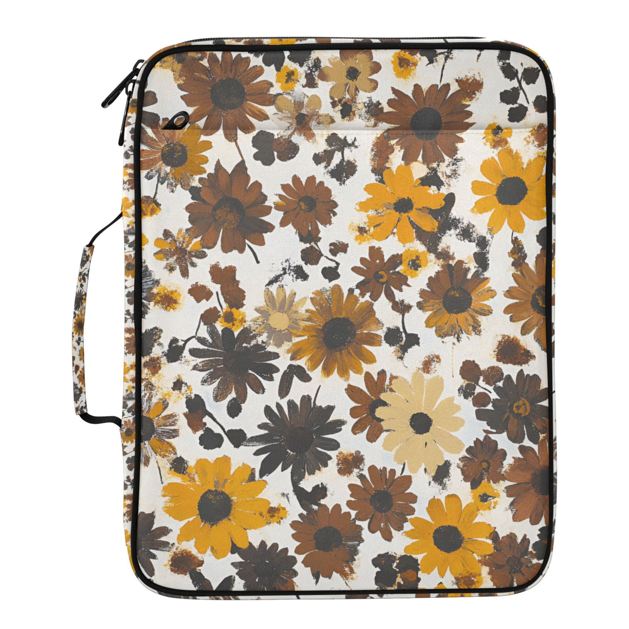 FORMRS Accordion File Folder A4 Size 7-Pocket Expanding Document Organizer Bag with 3 Ring Binder, Brown Flowers