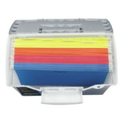 Storex Portable File Box - 12 Height X 14.5 Width X 10.5 Depth External Dimensions - Plastic - Clear, Silver - File (61511U01C)