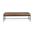 thumbnail image 3 of Pemberly Row Contemporary Top-grain Leather Iron Bench in Taupe, 3 of 4