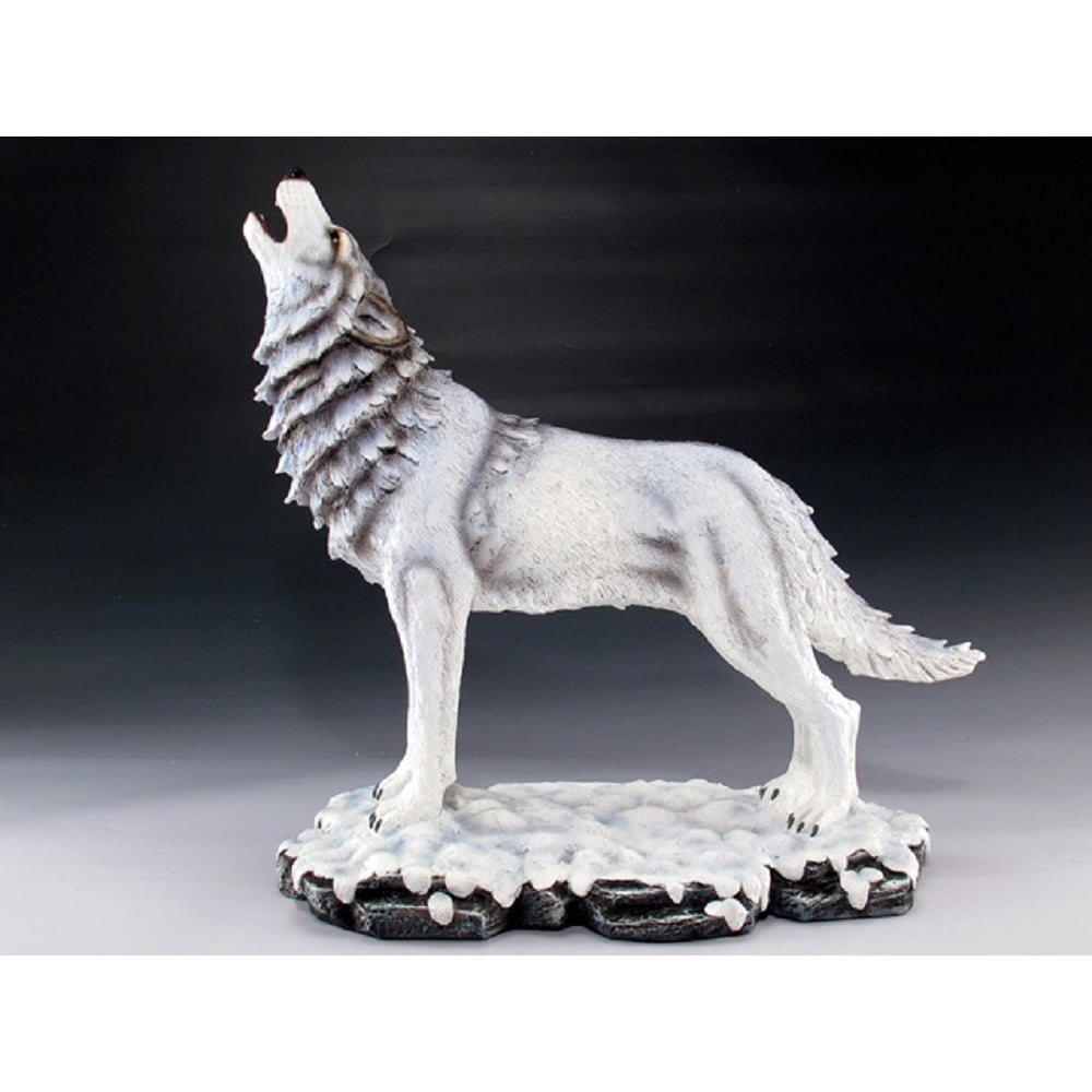 Howling Snow Wolf Statue Figurine Wolves Wildlife Decoration 13.5 Inch