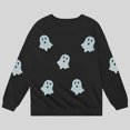 thumbnail image 5 of Weebloom Halloween Crew Neck Sweatshirts Kids Cute Ghost Graphic Pullover Fall Winter Season Tops Boy Girl Party Sweatshirt Black, 5 of 5