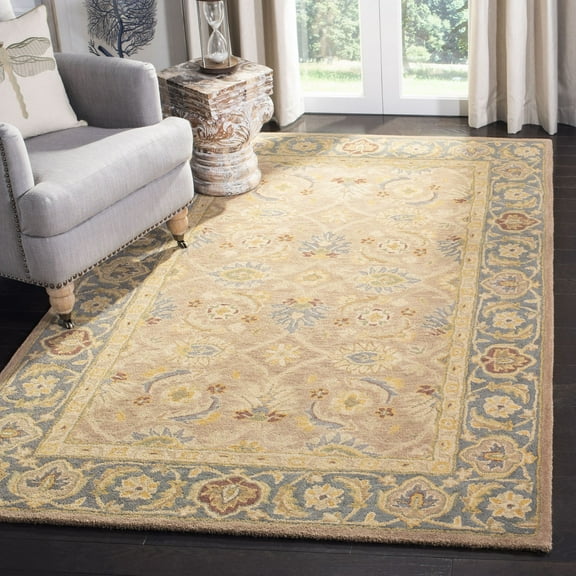 SAFAVIEH Anatolia Sophia Floral Wool Area Rug, Brown/Blue, 6' x 9'
