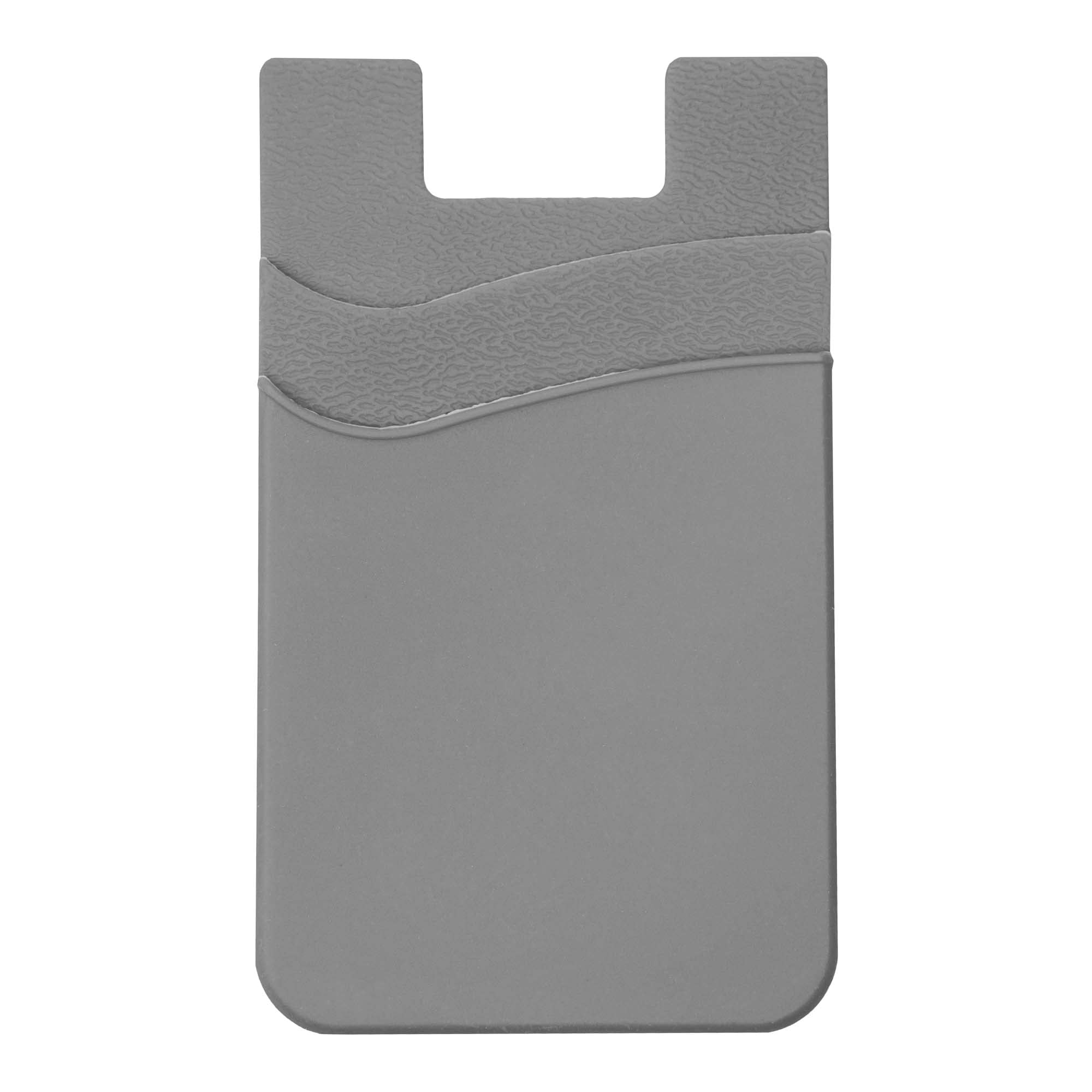 Silicone Phone Card Holder Double Slot Pocket, Stick On Wallet, Adhesive Credit Card Pouch, Compatible with iPhone & Samsung Galaxy - Gray