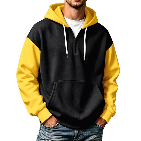 Iaqnaocc Mens hoodies Half Zip Long Sleeve Pullover Baggy Casual Drop Shoulder Loose Fit Sweatshirts for Men Black XXL