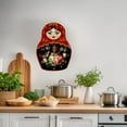 thumbnail image 3 of STPgoods Matryoshka Doll Wooden Wall Clock 8.3x11.4" Analog Clock for Kitchen Home Office Bedrooms Decor Kitchen Clock with Arabic Numbers Battery Operated Clock Nesting Doll Clock, Floral Pattern, 3 of 4