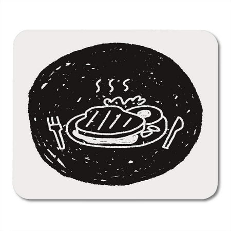 LADDKE Cuisine Barbecue Doodle Steak BBQ Beef Birthday Cooked Creative Delicious Mousepad Mouse Pad Mouse Mat 9x10