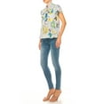 thumbnail image 5 of Women's Floral Print Overlapping Short Sleeve Top with Front Tie Collar, 5 of 5