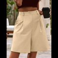 thumbnail image 3 of Shorts for Women Dressy 2026 Summer Elastic High Waisted Wide Leg Business Casual Work Shorts with Pockets Khaki S, 3 of 4