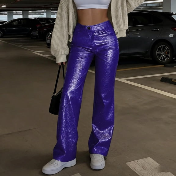 DailyTrove Women's High Waisted Flare Pants - Stretch Wide Leg Trousers for Casual & Evening Wear