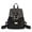 black, variant on Genuine Cowhide Leather Litchi Grain Drawstring Flap Backpack, Women's Anti-theft Travel Bag