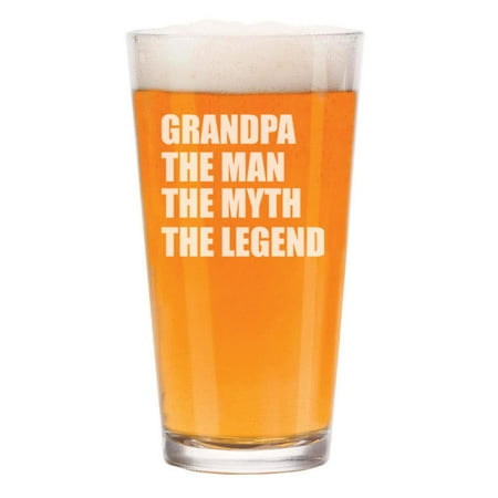 

16 oz Beer Pint Glass Grandpa The Man Myth Legend Grandfather