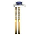 thumbnail image 3 of 1.58 ct Brilliant Round Cut Blue Sapphire 18K Yellow/White Gold(multi tone) Halo Solitaire with Accents Engagement Bridal Wedding Ring Band Set size 6.75, 3 of 7
