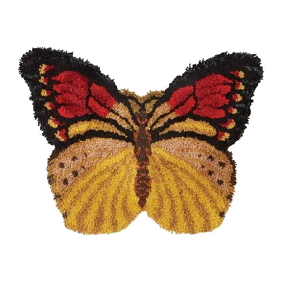 Latch Hook Carpet , Butterfly Shaped Rug Crochet Yarn , DIY Embroidery Carpet Cushion Mat for Adult, Latch Hooking Rug