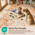 thumbnail image 4 of Design&I 8'x10' Washable Area Rug Boho Distressed Vine Geometric Border Southwestern Stripe Motif for King Size Bedroom, Under Bed, Sleek Flatweave Pet Friendly, 4 of 7