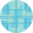 thumbnail image 1 of Ahgly Company Machine Washable Indoor Round Transitional Bright Turquoise Blue Area Rugs, 4' Round, 1 of 7