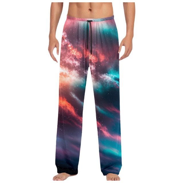 Zszcpp Summer Pants For Mens 2025 Print Outerwear Long Drawstring Comfort Starry Sky Basic Lounge Trousers Casual Trouser