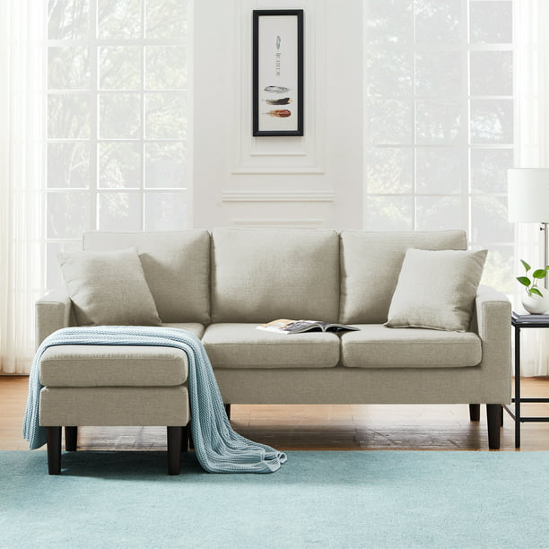 Fabric Sectional Sofa 77 W Mid Century, Luxury Modern U Shaped Sectional Fabric Sofa Set With Ottoman