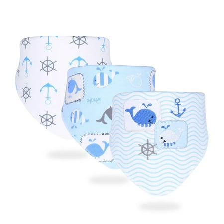 3pcs/set High Quality Baby Bibs Double Layers Cotton Infant Saliva Towel Toddler Boys Girls Cute Baby Bibs Bandanna Burp Cloth Whale