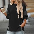 thumbnail image 2 of Duoif Womens Sweatshirt Women's Oversized Crew Neck Sweatshirt - Loose Top with Side Slit Sweatshirt for Women Black XXL, 2 of 4