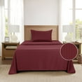 thumbnail image 3 of Mainstays Super Soft Brushed Microfiber Bed Sheet Set, Luscious Red Merlot Embossed Stripe, Twin-XL, 3 Piece, 3 of 13