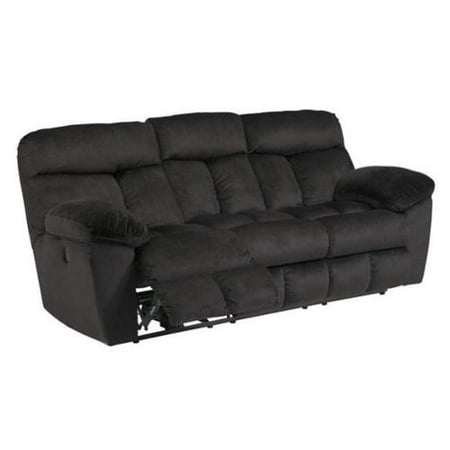 Ashley Saul Fabric Reclining Sofa in Black - Walmart.com