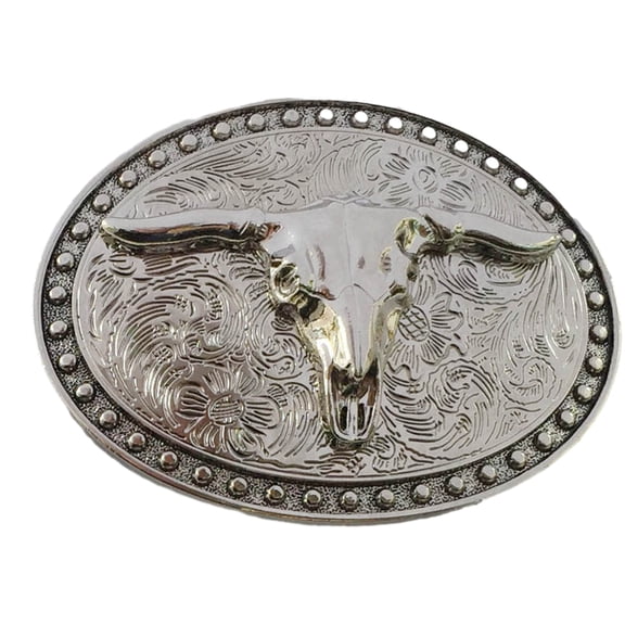 Bull Heads Cowboy Belt Buckle Western Belt Buckle for Belt Width 1.50-1.57 inch