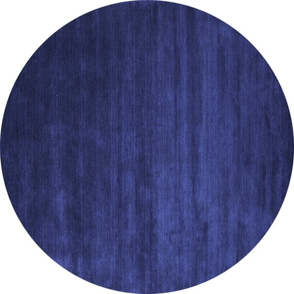 Ahgly Company Machine Washable Indoor Round Abstract Blue Contemporary Area Rugs, 4' Round