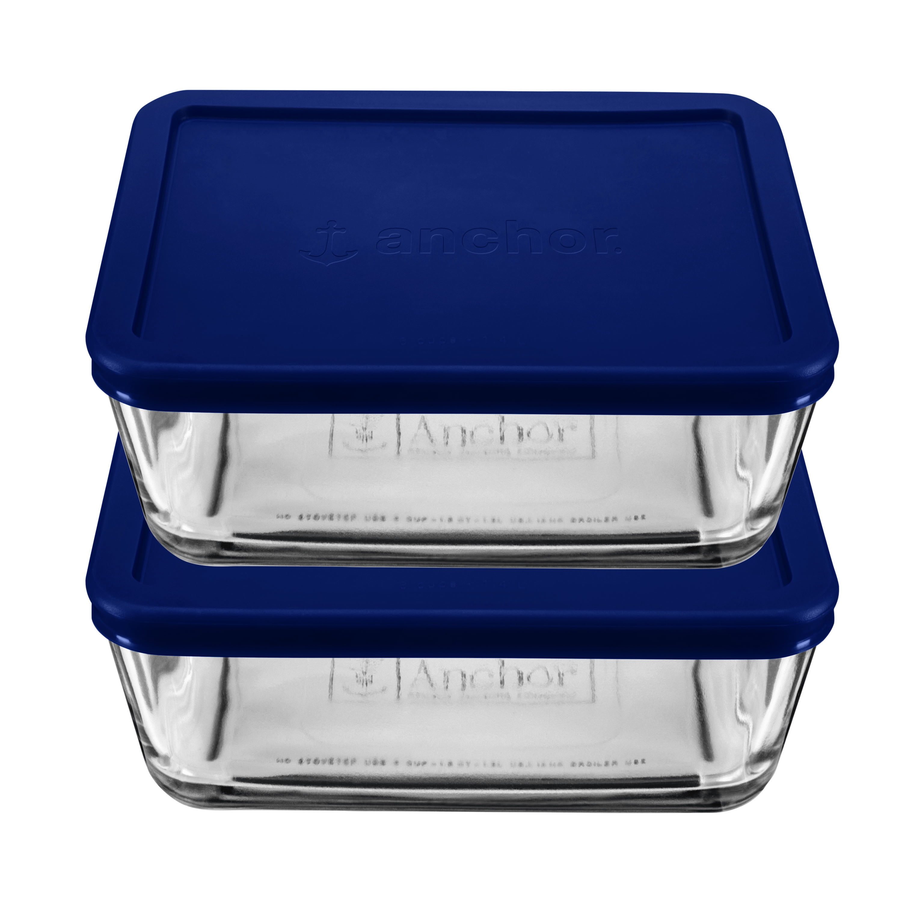 Anchor Hocking Glass Food Storage Containers with Lids, 3 Cup Rectangular,  Set of 2