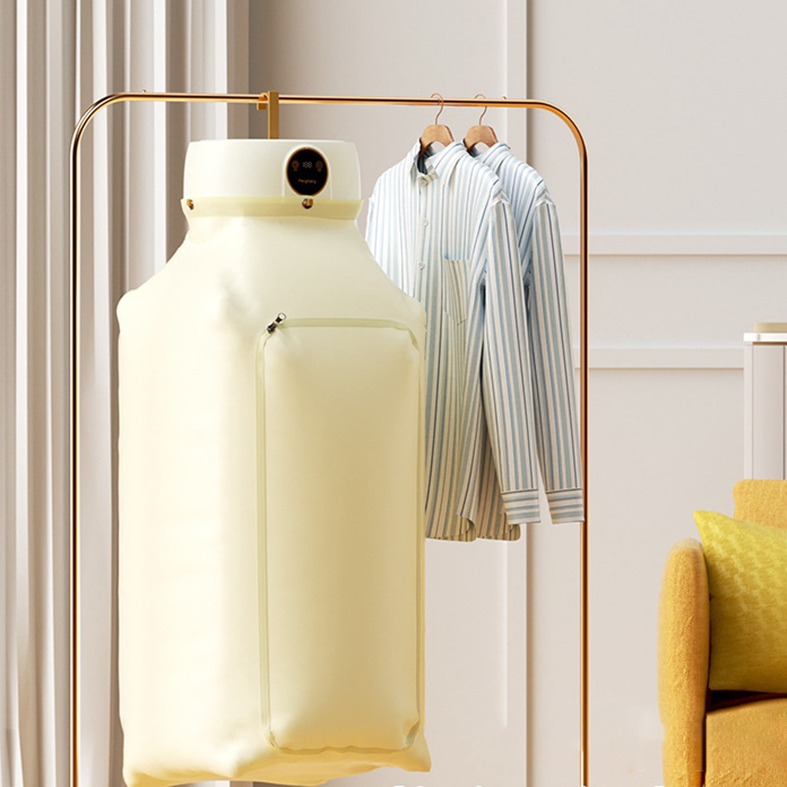 Automatic Ironing Machine,Upgraded Portable Garment Steamer for Travel/Apartment,Portable Clothes Dryer Wireless,Hands Free Ironing Machine,Indoor/Outdoor Use(Beige)