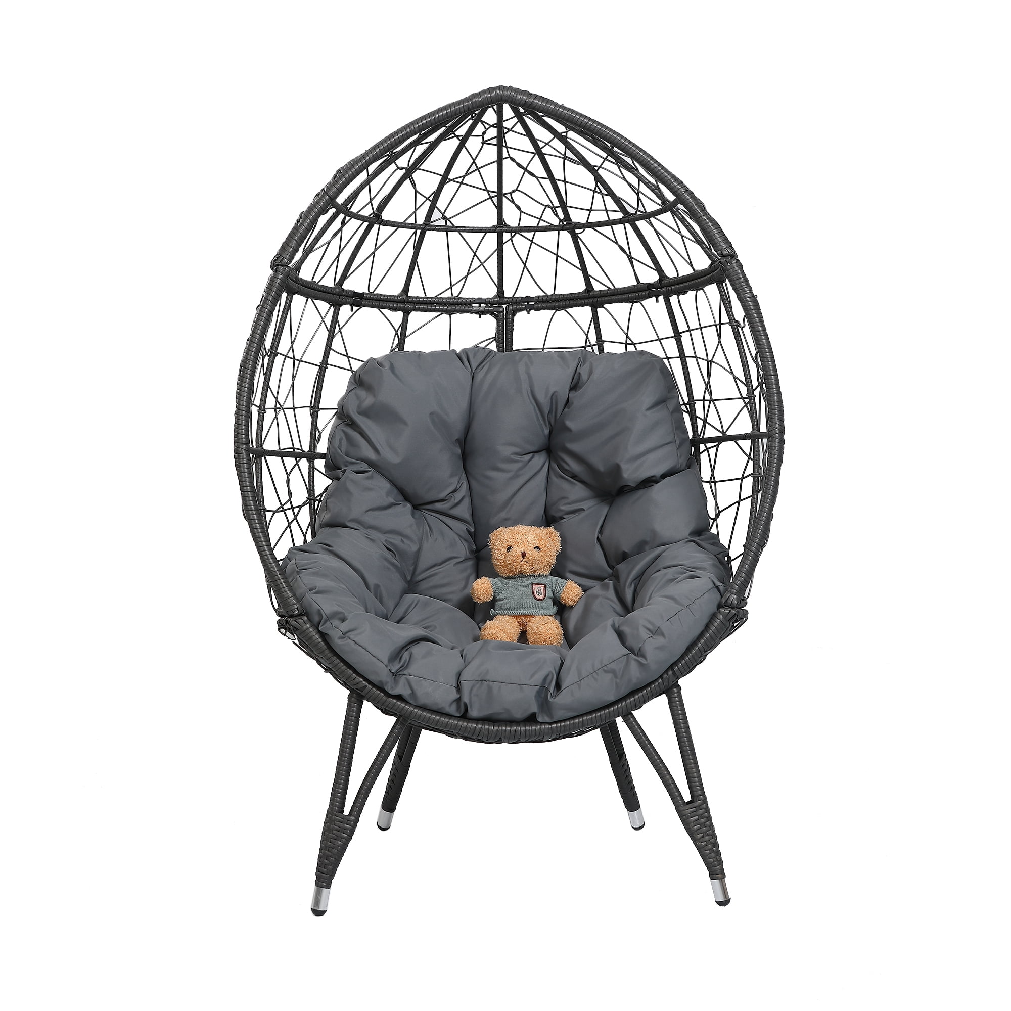 BATE Outdoor Patio Wicker Egg Chair Indoor Basket Wicker Chair with