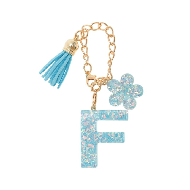 Bargains Únicos 1 Pc Colgante de Taza de Agua Letra F Flor Azul de Metal y Resina