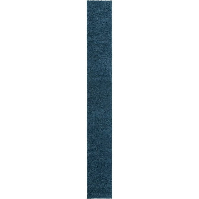 Unique Loom Everyday Shag Plush Area Rug 2' 6 x 19' 8 Runner in Navy Blue