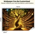 thumbnail image 3 of Peel and Stick Wallpaper Fantasy Library Magical Bookshelf Enchanting Butterflies Tree Books Modern Art Wall Mural Decor Self Adhesive and Removable 100in x 144in, 3 of 8