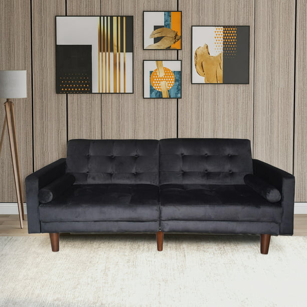 Velvet Fabric Sofa Beds Mid Century, Mid Century Modern Sleeper Sofa Leather