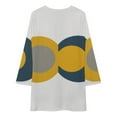 thumbnail image 3 of Abstract Circles Yellow Blue Grey Loose Dress Evening Dress Summer Dresses for Women Luxury Dress Long Sleeved Dress, 3 of 4