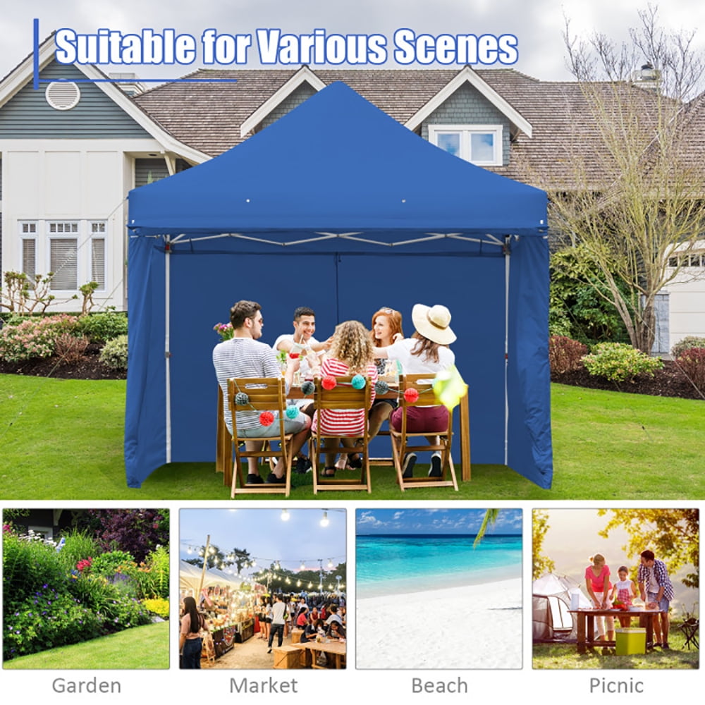 Aimee Lii 10 x 10 Feet Pop-up Gazebo with 5 Removable Zippered Sidewalls and Extended Awning, Backyard Canopy Gazebo, Blue Aimee Lii 10 x 10 Feet Pop-up Gazebo with 5 Removable Zippered Sidewalls and Extended Awning, Backyard Canopy Gazebo, Blue