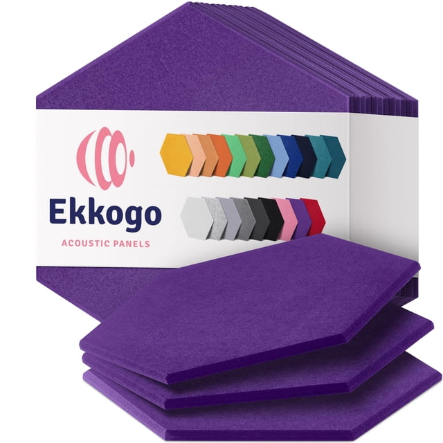 Acoustic Panels Ekkogo, paquete de 12 paneles de pared insonorizados, color morado