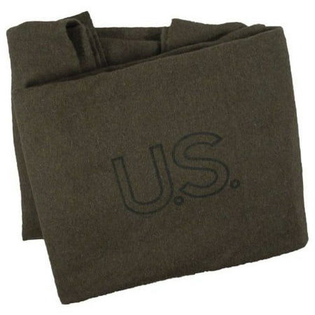 G.I. Style Military Blanket, Olive Drab Green 80% Wool Blend, Camping,